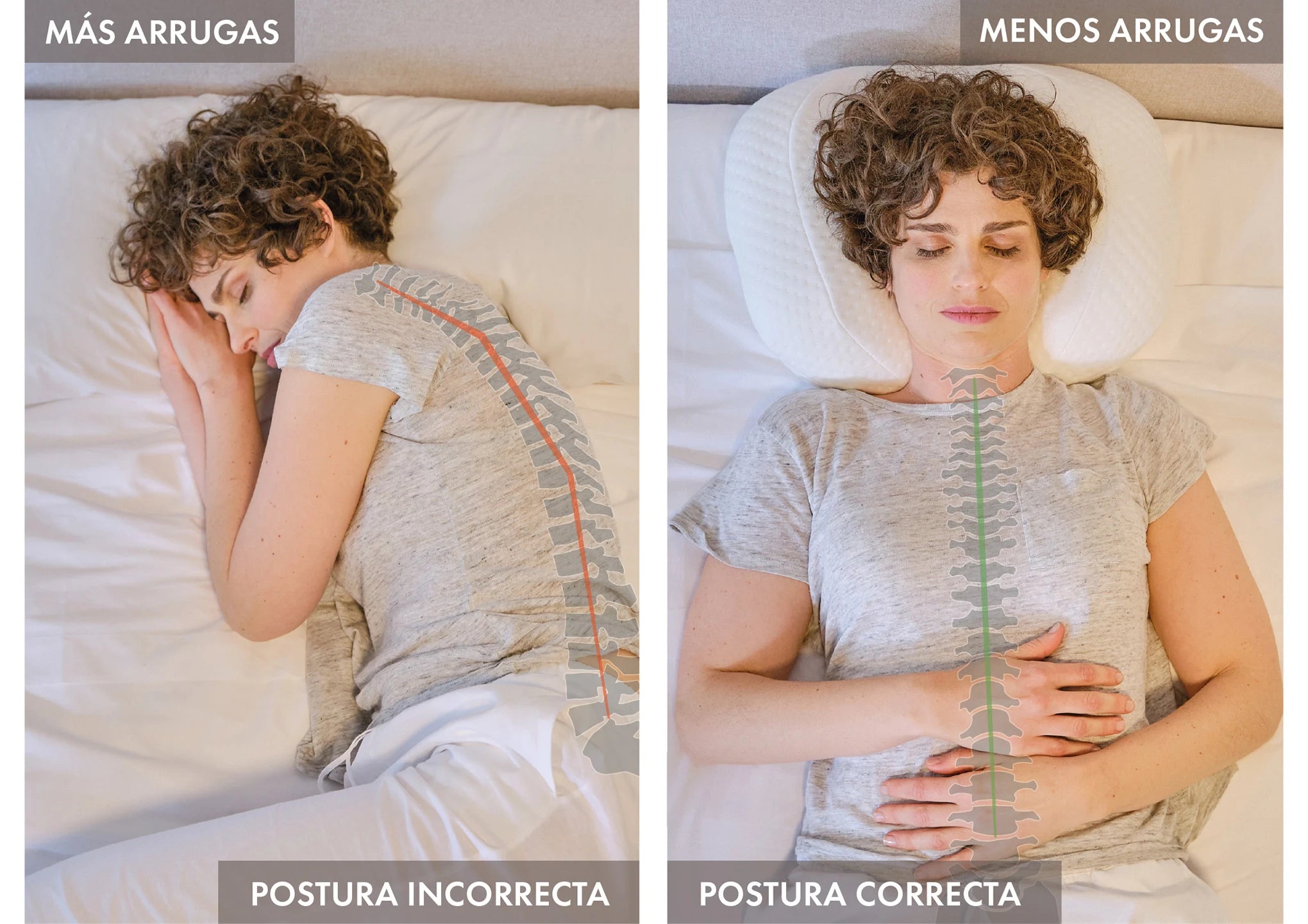 almohada antiarrugas cervical nest by nunuku mantiene la postura correcta de la espalda mientras duermes